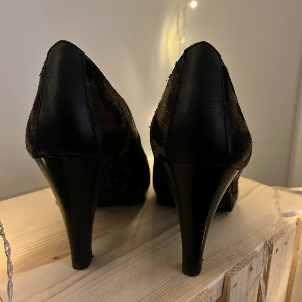 European Pony Hair Leopard Print heels - Picture 7 of 13